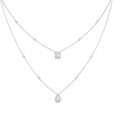 Collier Messika My Twin 2 rangs en or blanc et diamants