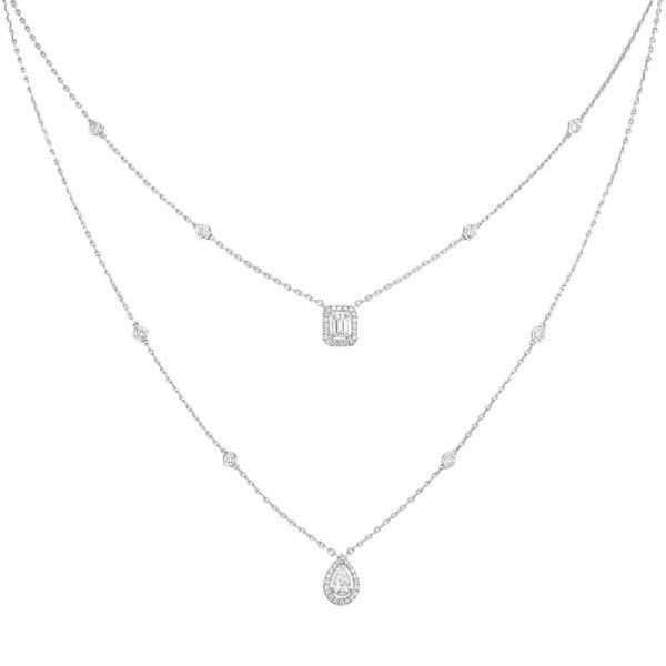 Collier Messika My Twin 2 rangs en or blanc et diamants