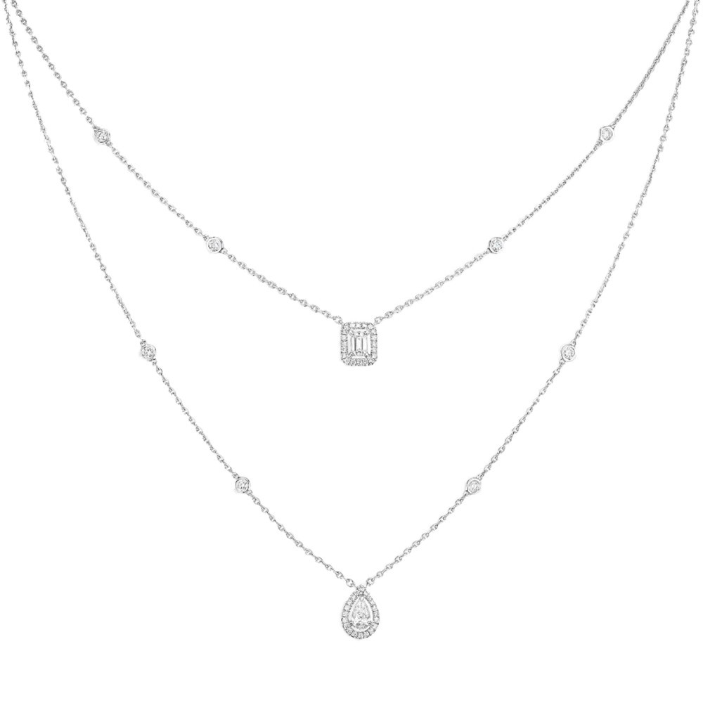 Collier Messika My Twin 2 rangs en or blanc et diamants