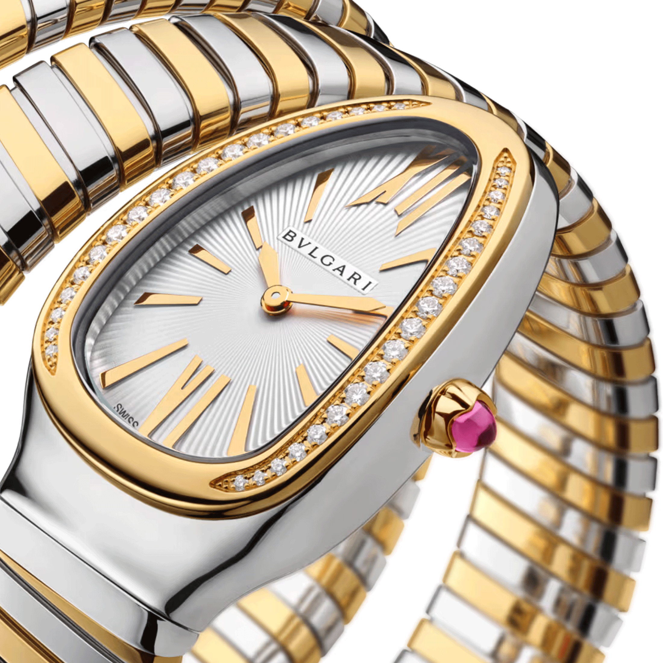 Bulgari Serpenti Tubogas S quartz watch steel and yellow gold bracelet 35 mm 103797