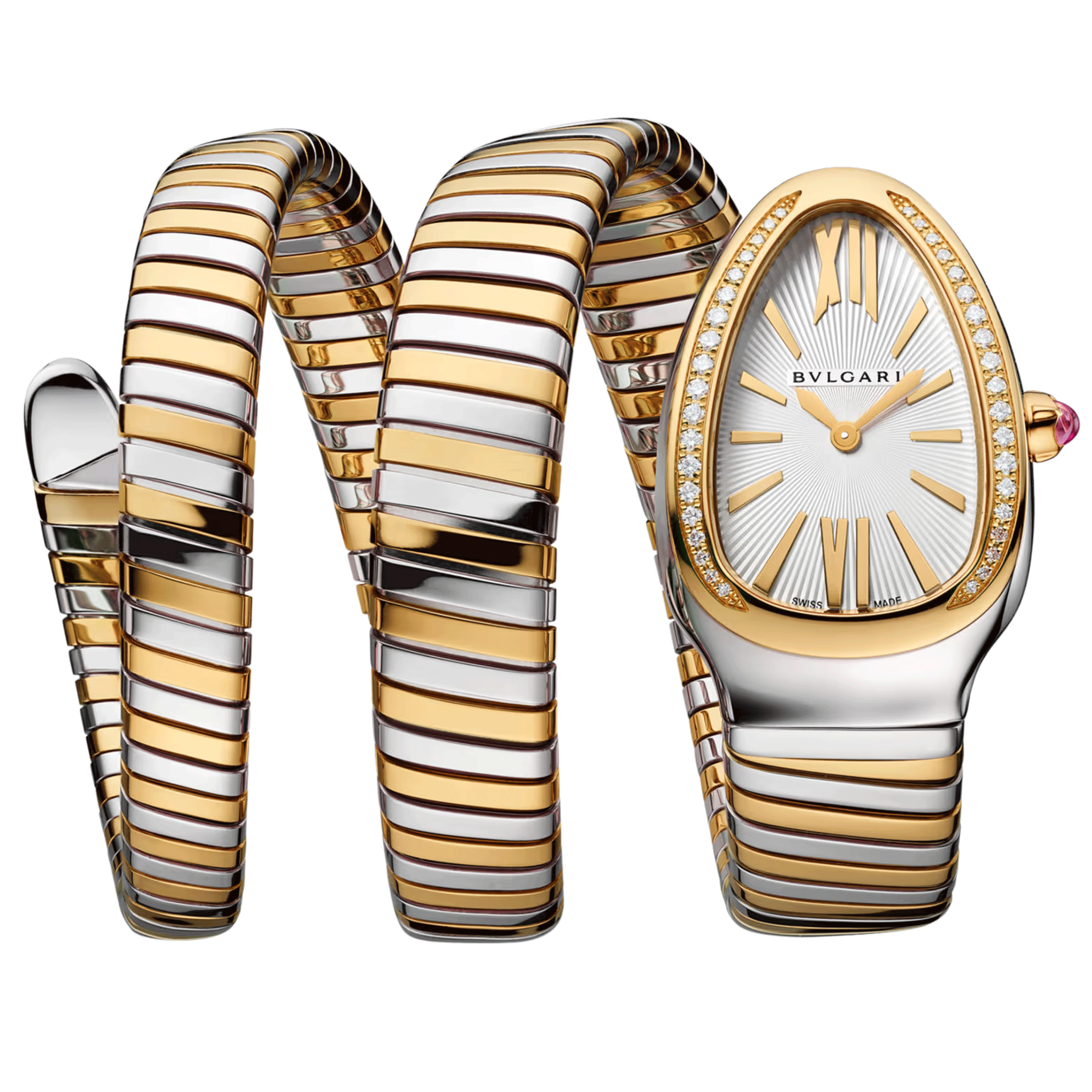 Montre Bulgari Serpenti Tubogas S quartz bracelet acier et or jaune 35 mm 103797