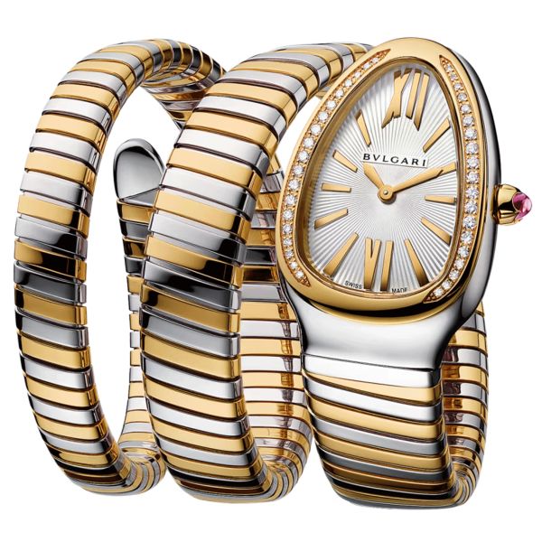Montre Bulgari Serpenti Tubogas S quartz bracelet acier et or jaune 35 mm 103797