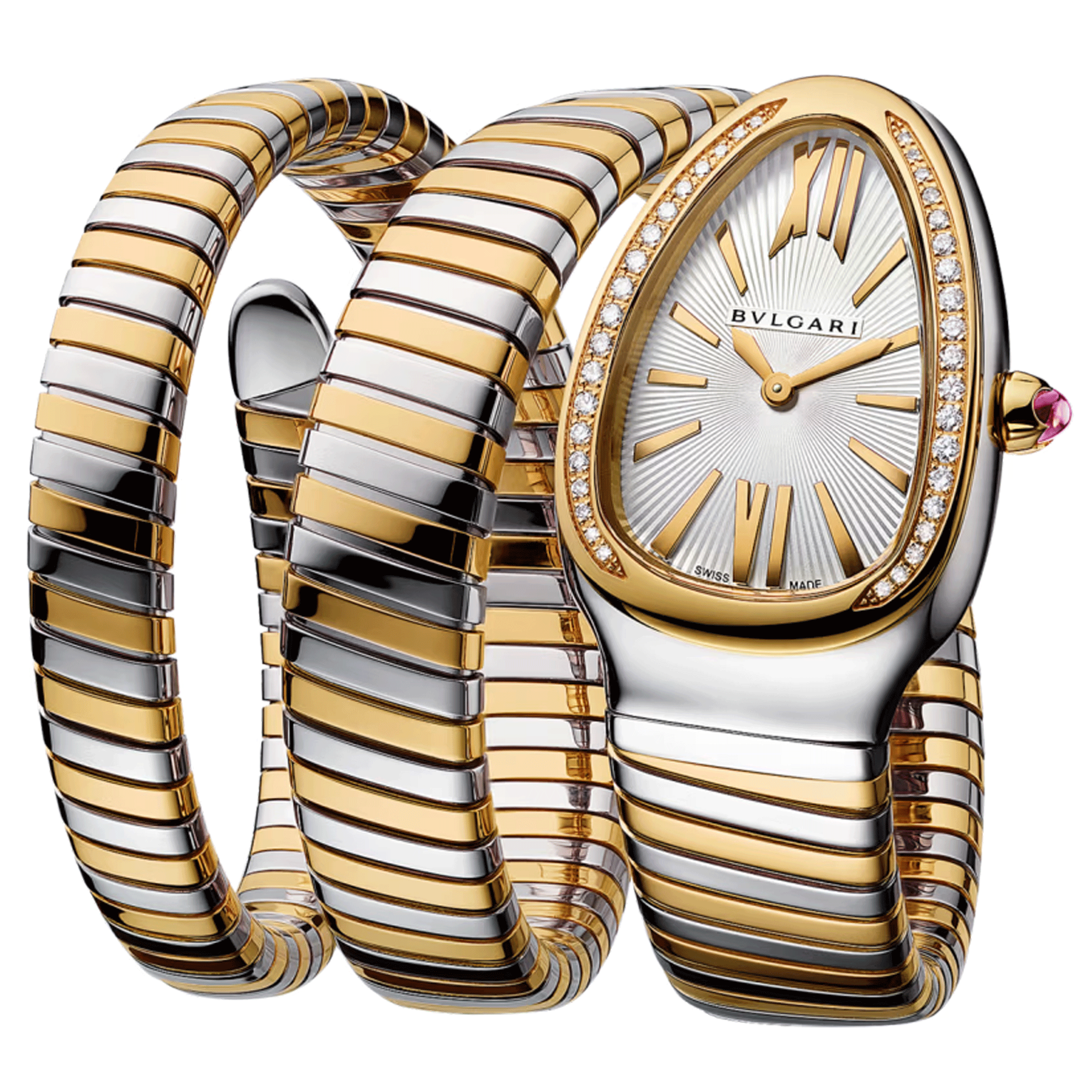 Bulgari Serpenti Tubogas S quartz watch steel and yellow gold bracelet 35 mm 103797