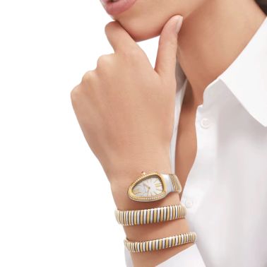 Montre Bulgari Serpenti Tubogas S quartz bracelet acier et or jaune 35 mm 103797