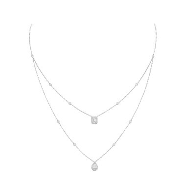 Collier Messika My Twin 2 rangs en or blanc et diamants