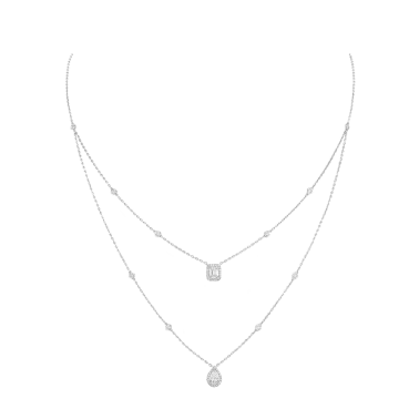 Collier Messika My Twin 2 rangs en or blanc et diamants