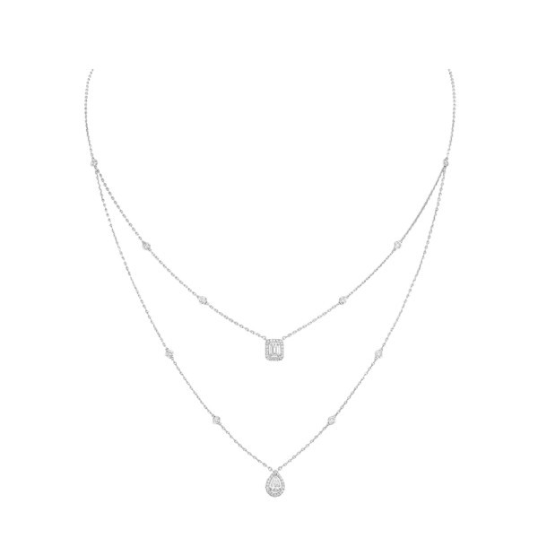 Collier Messika My Twin 2 rangs en or blanc et diamants