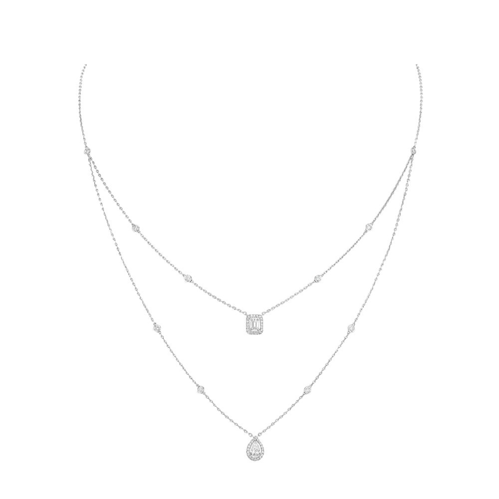 Collier Messika My Twin 2 rangs en or blanc et diamants