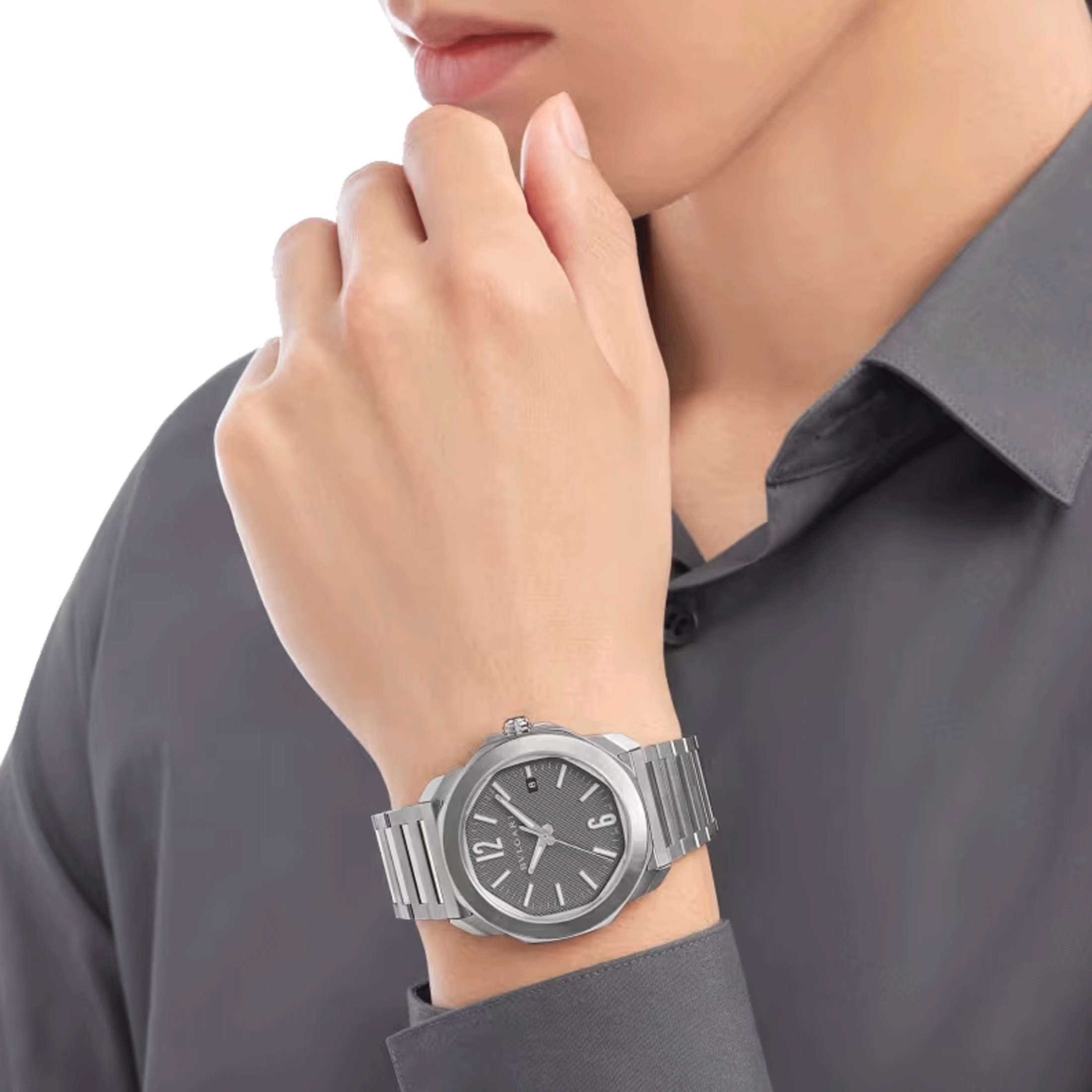 Montre Bulgari Octo Roma automatique cadran anthracite bracelet acier 41 mm 103740