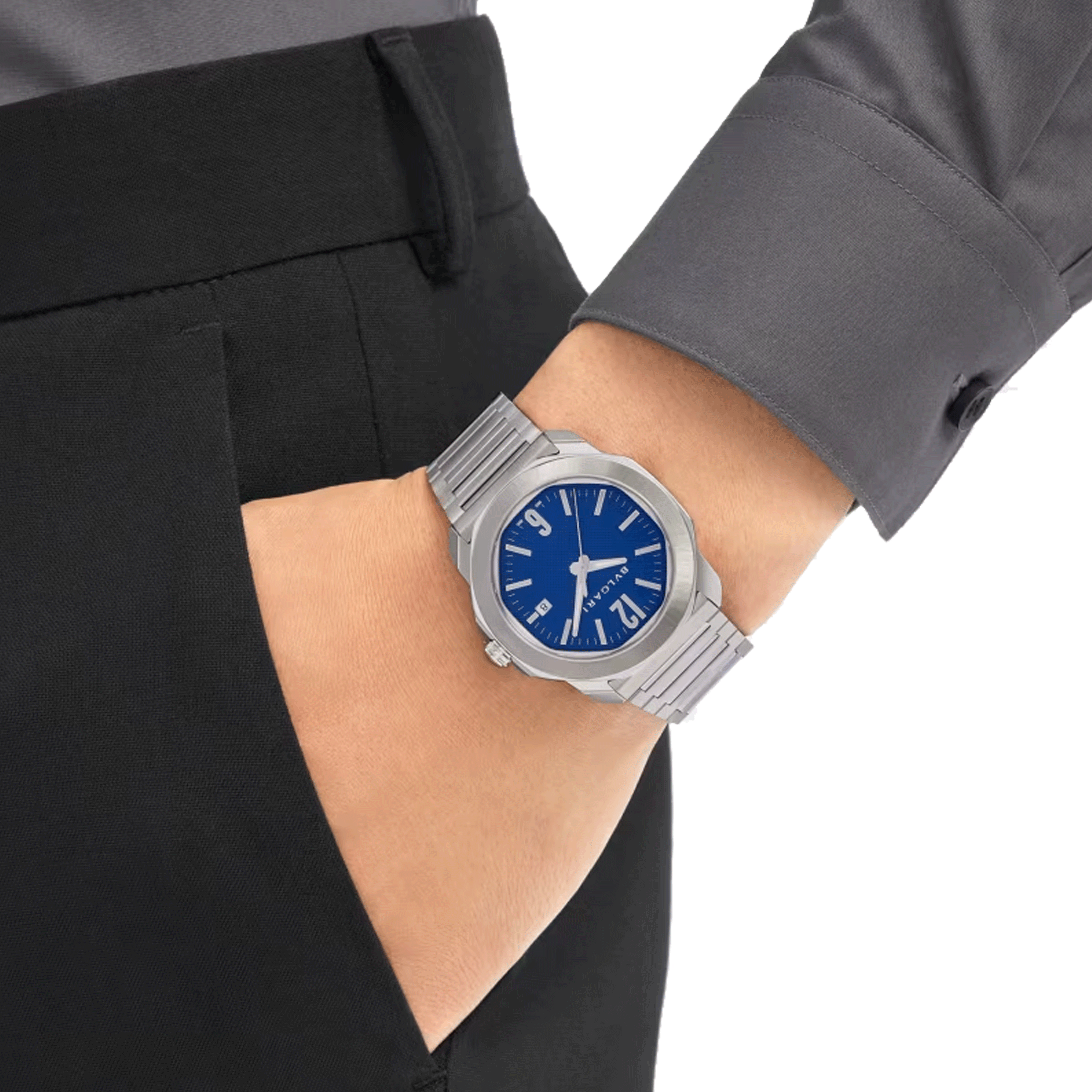 Montre Bulgari Octo Roma automatique cadran bleu bracelet acier 41 mm 103739