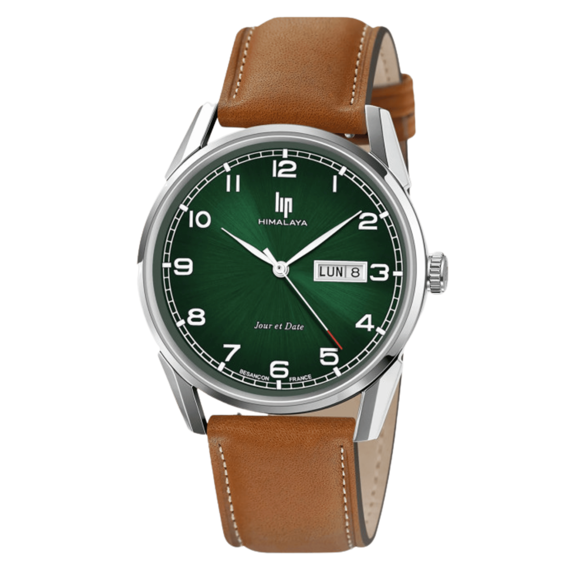Lip Himalaya Day-Date quartz green dial leather strap 40 mm