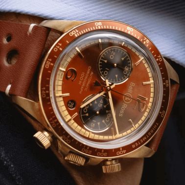 Montre Bell & Ross BR V2-94 Bellytanker Bronze Espresso automatique cadran marron bracelet cuir 41 mm