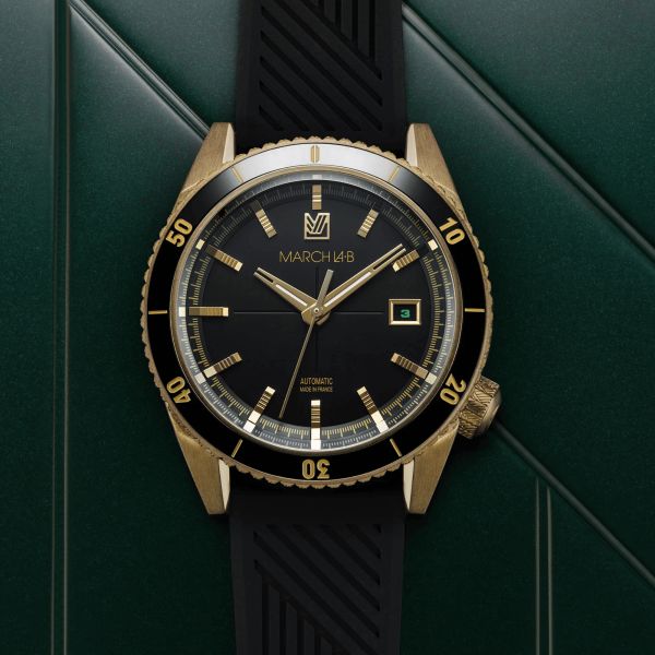March LA.B Bonzer Bronze Automatique black silicone bracelet 41 mm