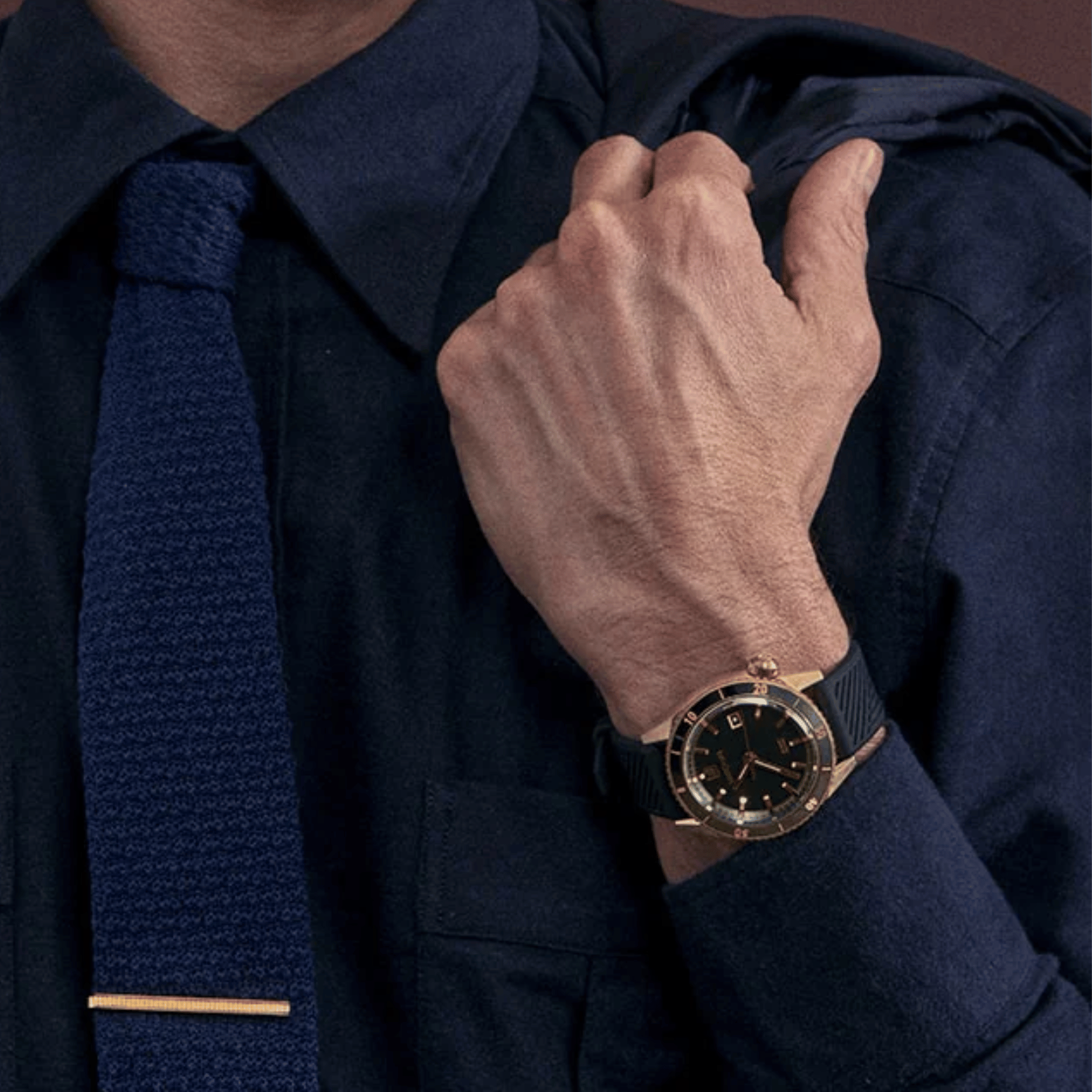 March LA.B Bonzer Bronze Automatique black silicone bracelet 41 mm