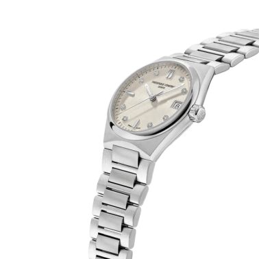 Frédérique Constant Highlife Ladies quartz beige dial with diamonds steel bracelet 31 mm