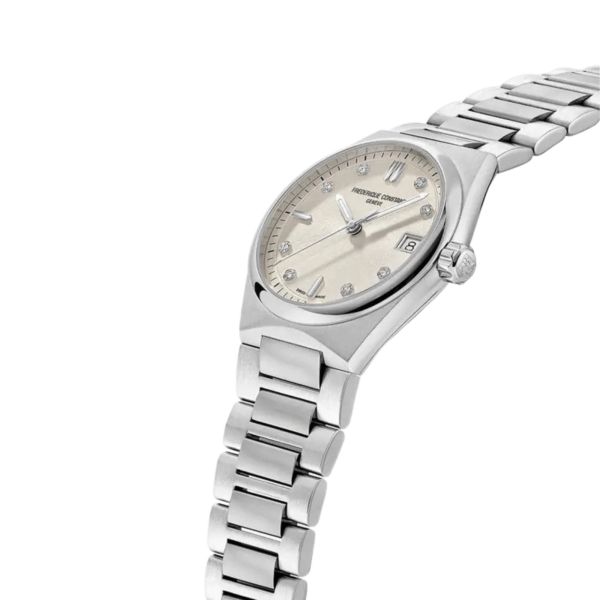 Frédérique Constant Highlife Ladies quartz beige dial with diamonds steel bracelet 31 mm