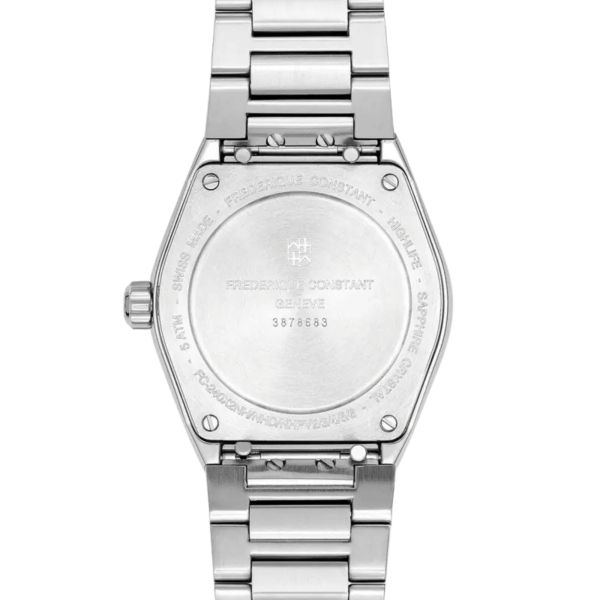 Montre Frédérique Constant Highlife Ladies quartz cadran beige et diamants bracelet acier 31 mm