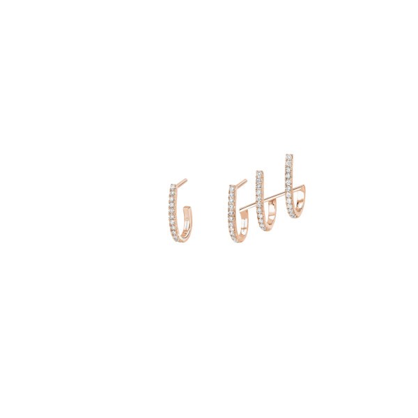 Boucles d'oreilles Messika Gatsby multi-Créoles en or rose et diamants
