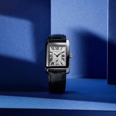 Montre Frédérique Constant Classics Carrée Small Seconds quartz cadran argenté bracelet cuir 36 x 25,20 mm