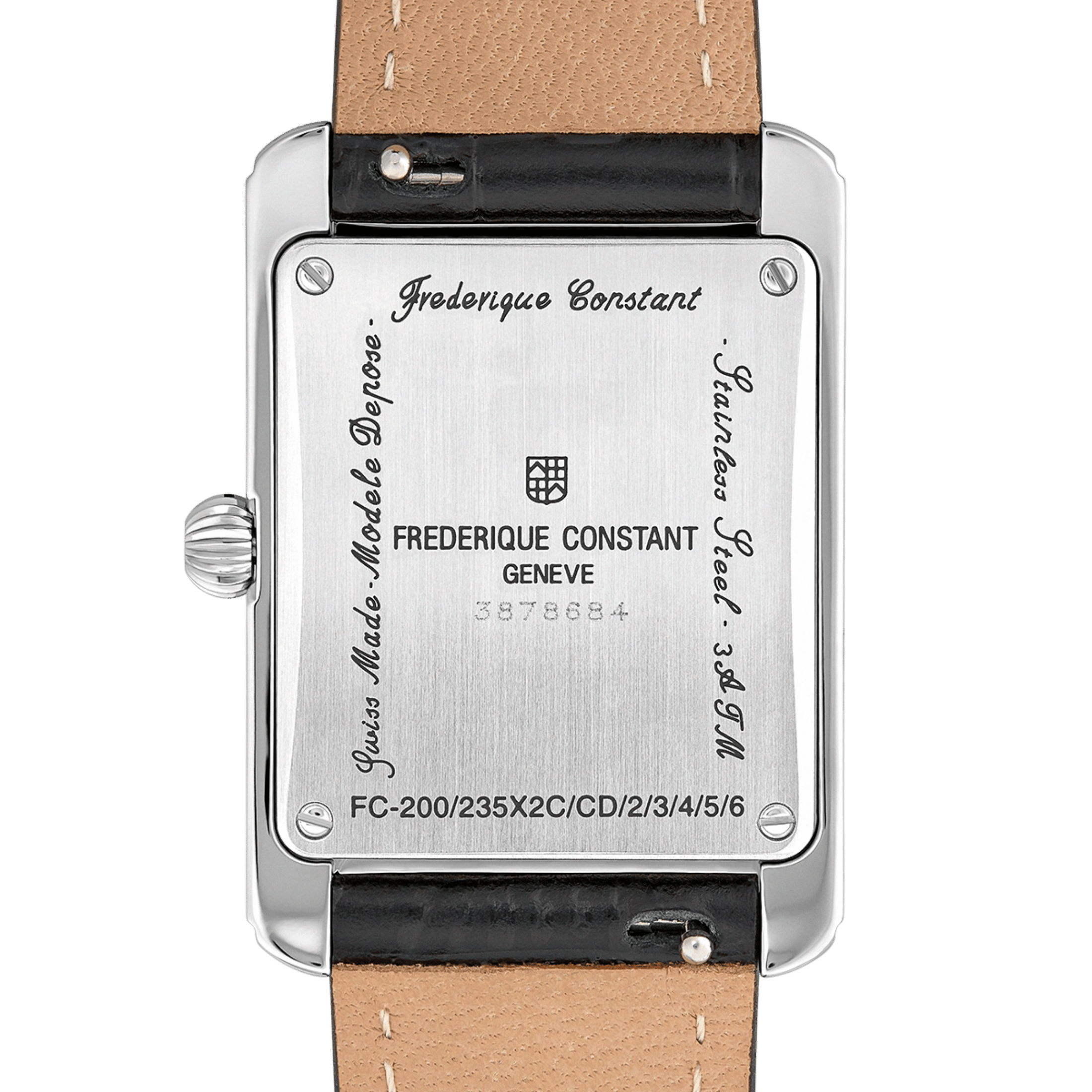 Frédérique Constant Classics Carrée Small Seconds quartz silver dial leather strap 36 x 25,20 mm