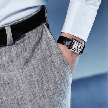 Frédérique Constant Classics Carrée Small Seconds quartz silver dial leather strap 36 x 25,20 mm