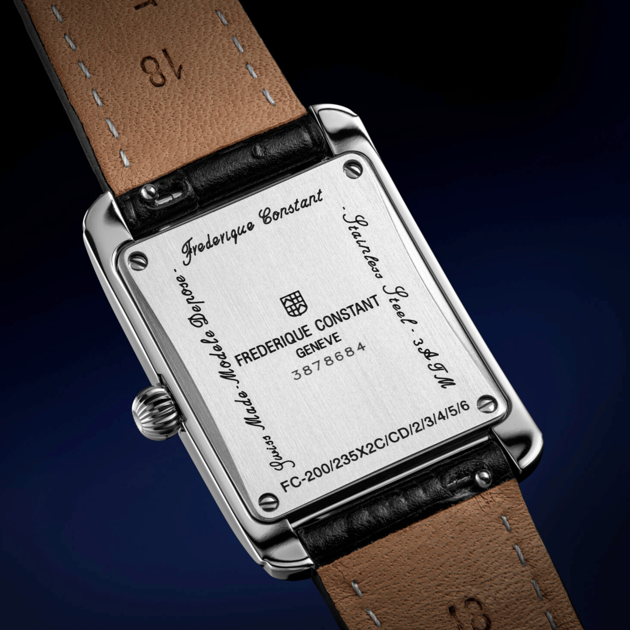 Frédérique Constant Classics Carrée Small Seconds quartz silver dial leather strap 36 x 25,20 mm