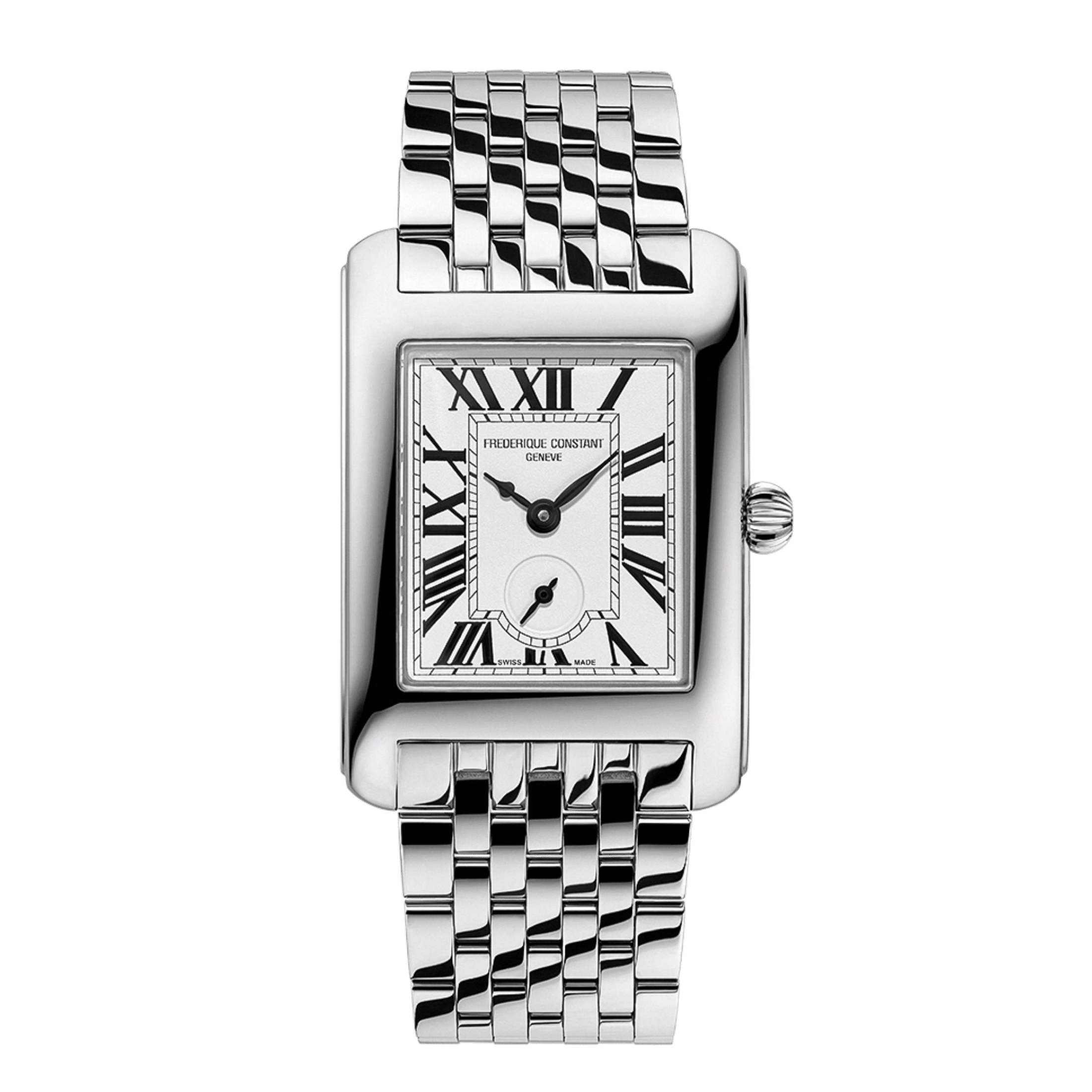 Frédérique Constant Classics Carrée Small Seconds quartz silver dial steel bracelet 36 x 25,20 mm