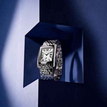 Montre Frédérique Constant Classics Carrée Small Seconds quartz cadran argenté bracelet acier 36 x 25,20 mm