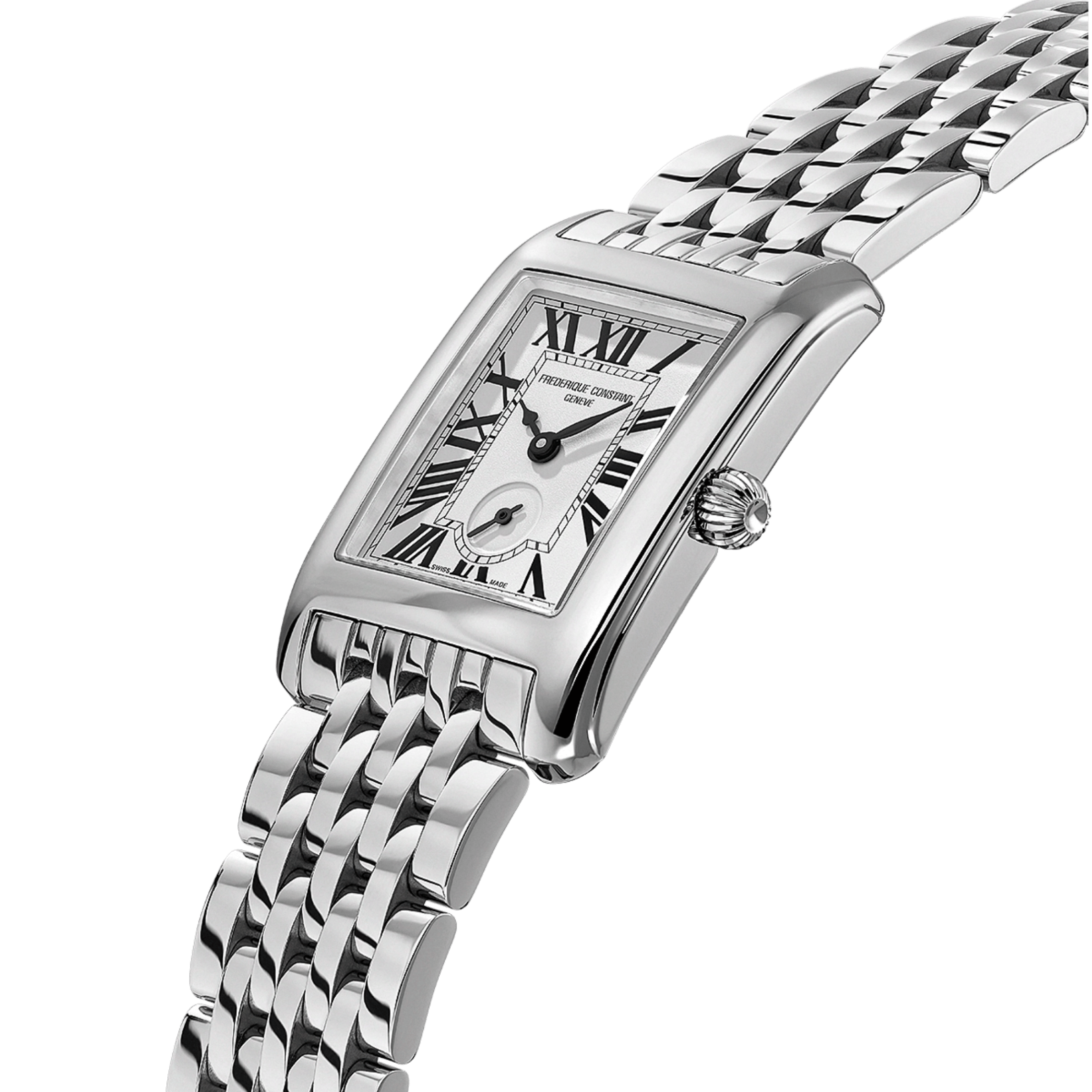 Frédérique Constant Classics Carrée Small Seconds quartz silver dial steel bracelet 36 x 25,20 mm