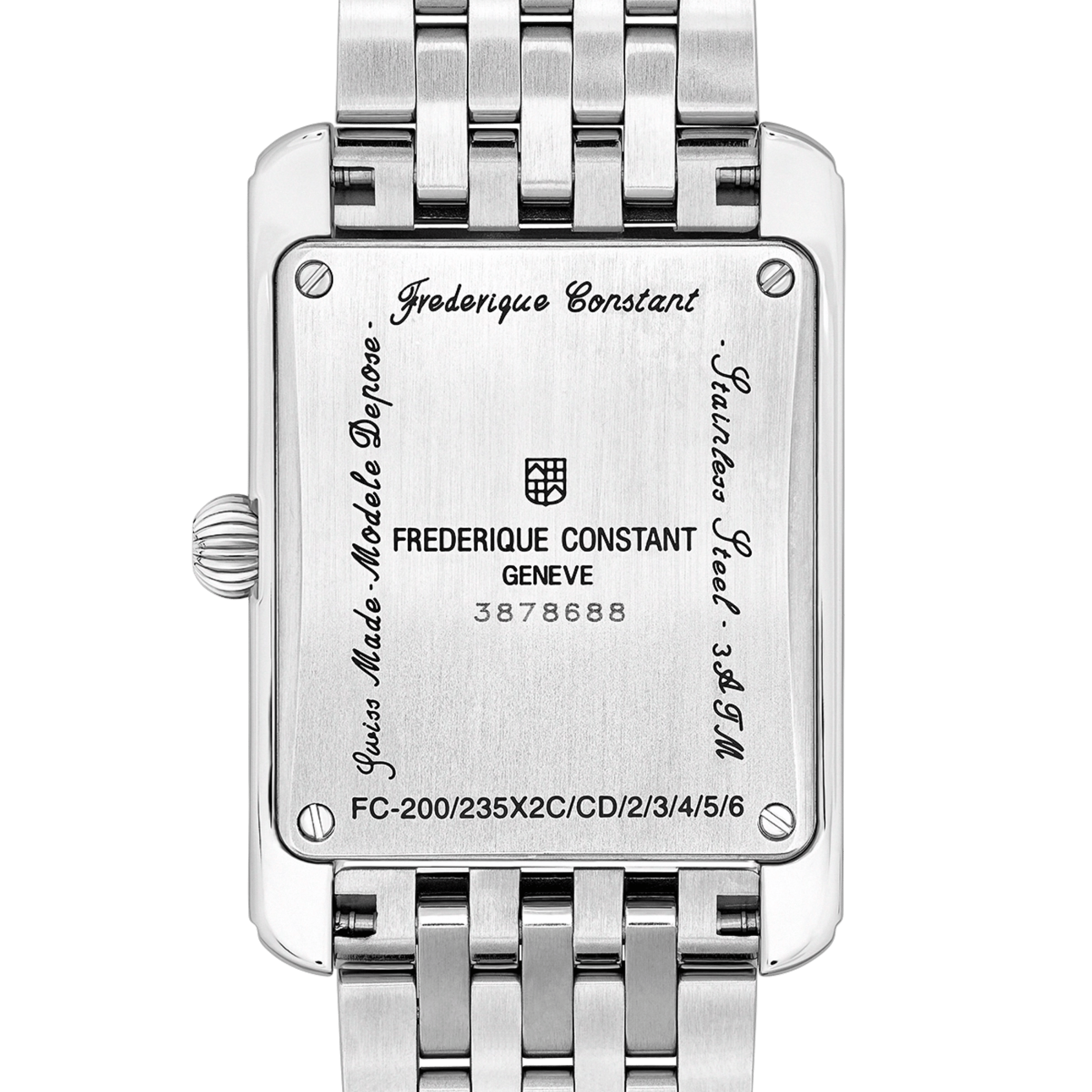 Frédérique Constant Classics Carrée Small Seconds quartz silver dial steel bracelet 36 x 25,20 mm