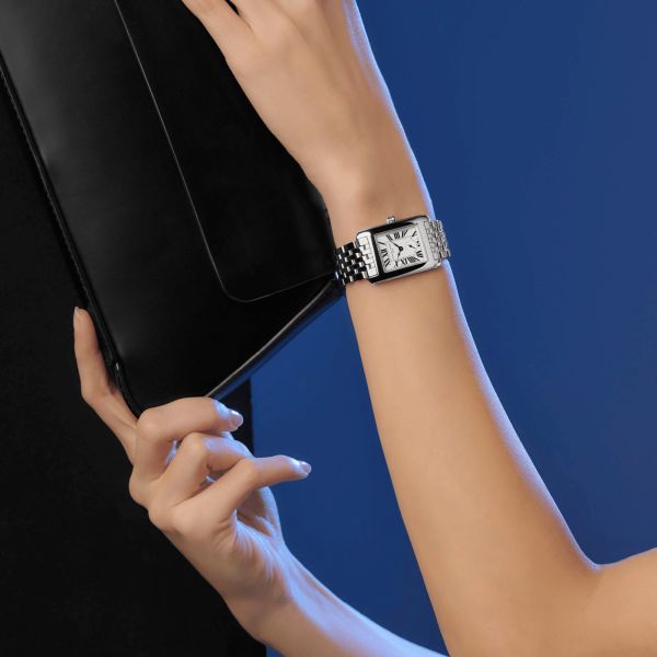 Frédérique Constant Classics Carrée Small Seconds quartz silver dial steel bracelet 36 x 25,20 mm