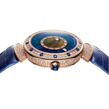Bulgari Diva's Dream Rose Gold automatic watch blue dial blue leather strap 37 mm 103473