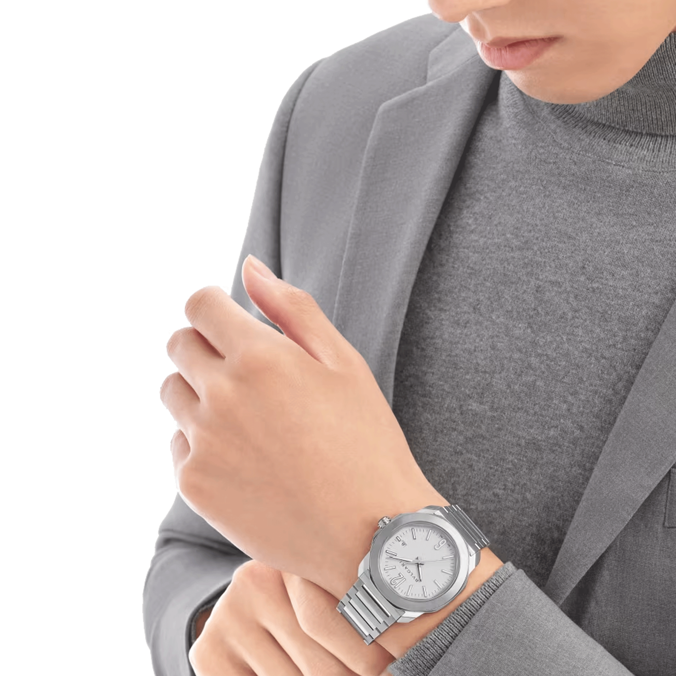 Montre Bulgari Octo Roma automatique cadran blanc bracelet acier 41 mm 103738