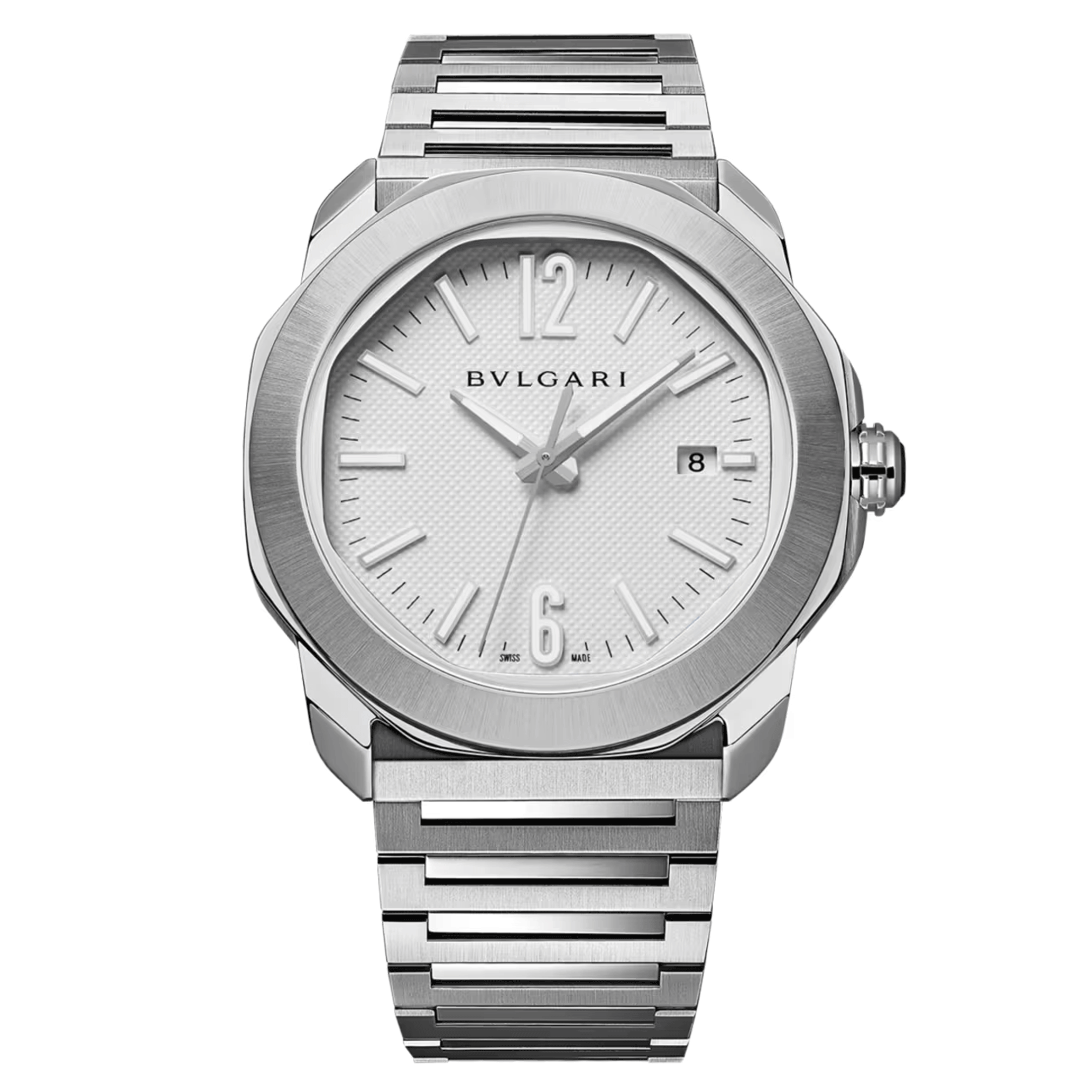 Montre Bulgari Octo Roma automatique cadran blanc bracelet acier 41 mm 103738