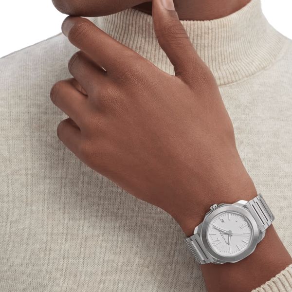 Montre Bulgari Octo Roma automatique cadran blanc bracelet acier 41 mm 103738