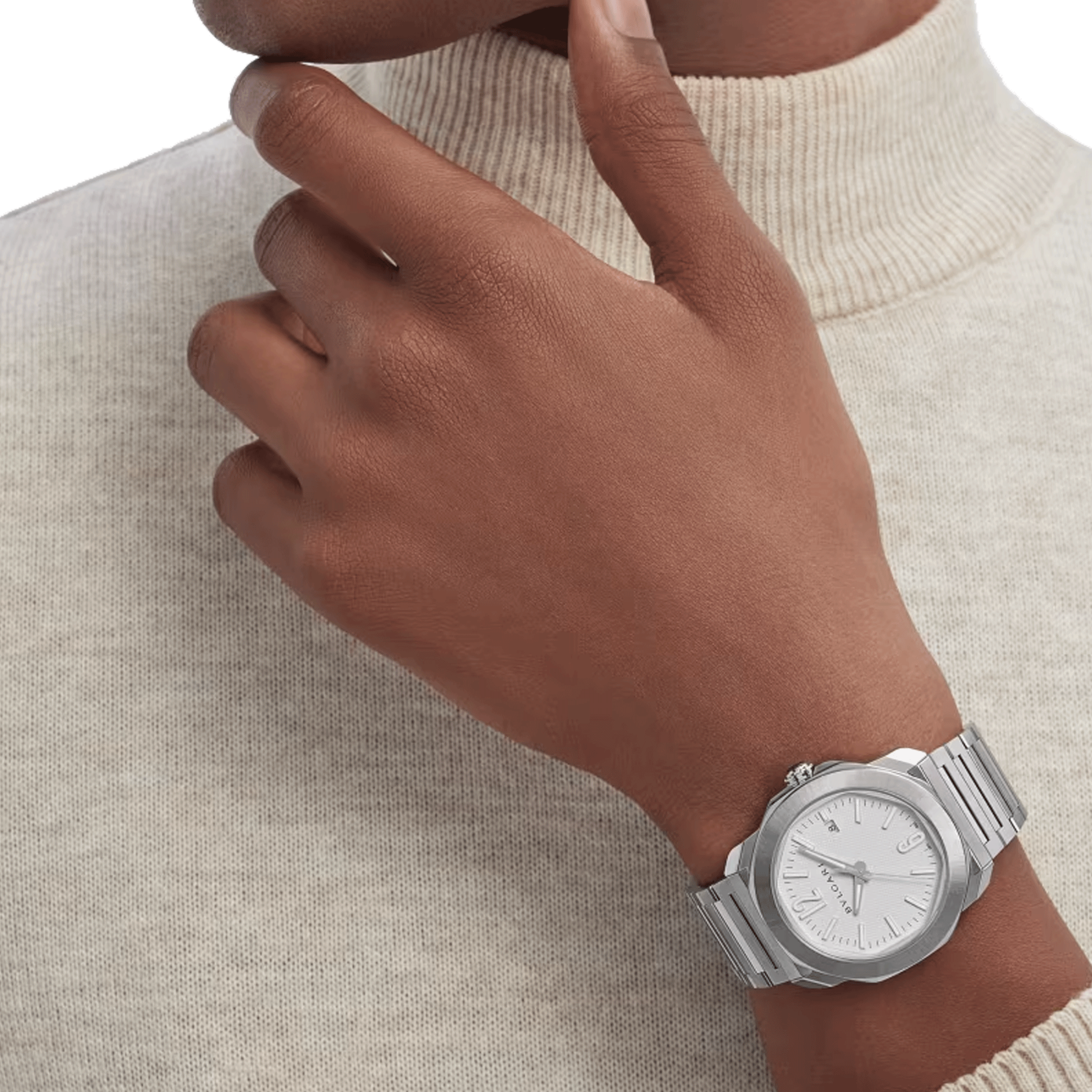 Montre Bulgari Octo Roma automatique cadran blanc bracelet acier 41 mm 103738