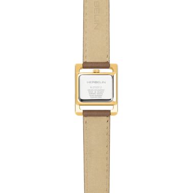 Montre Herbelin V Avenue PVD Or jaune quartz cadran argenté bracelet cuir 25,5 x 19 mm