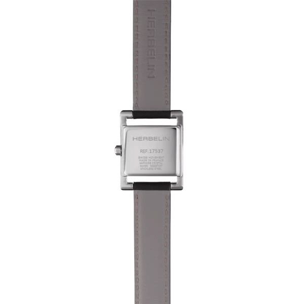 Montre Herbelin V Avenue quartz cadran noir bracelet cuir noir 23,4 x 19 mm