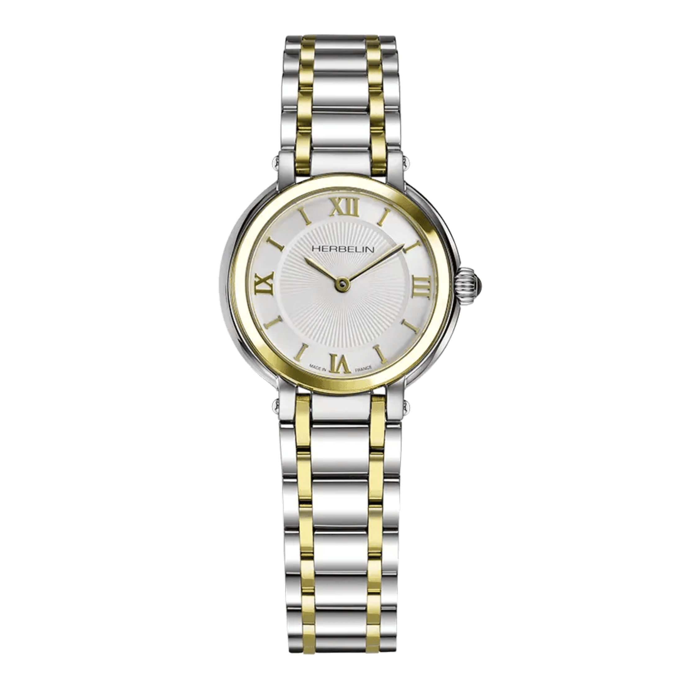 Montre Herbelin Galet quartz cadran argenté bracelet acier 28 mm