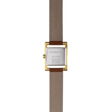 Herbelin V Avenue Gold quartz white lacquer dial leather strap 23,4 x 19 mm