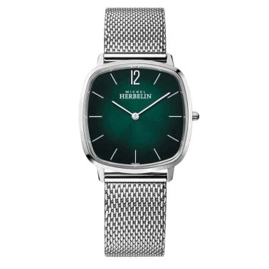 Montre Michel Herbelin City quartz cadran vert bracelet acier milanais 36 mm