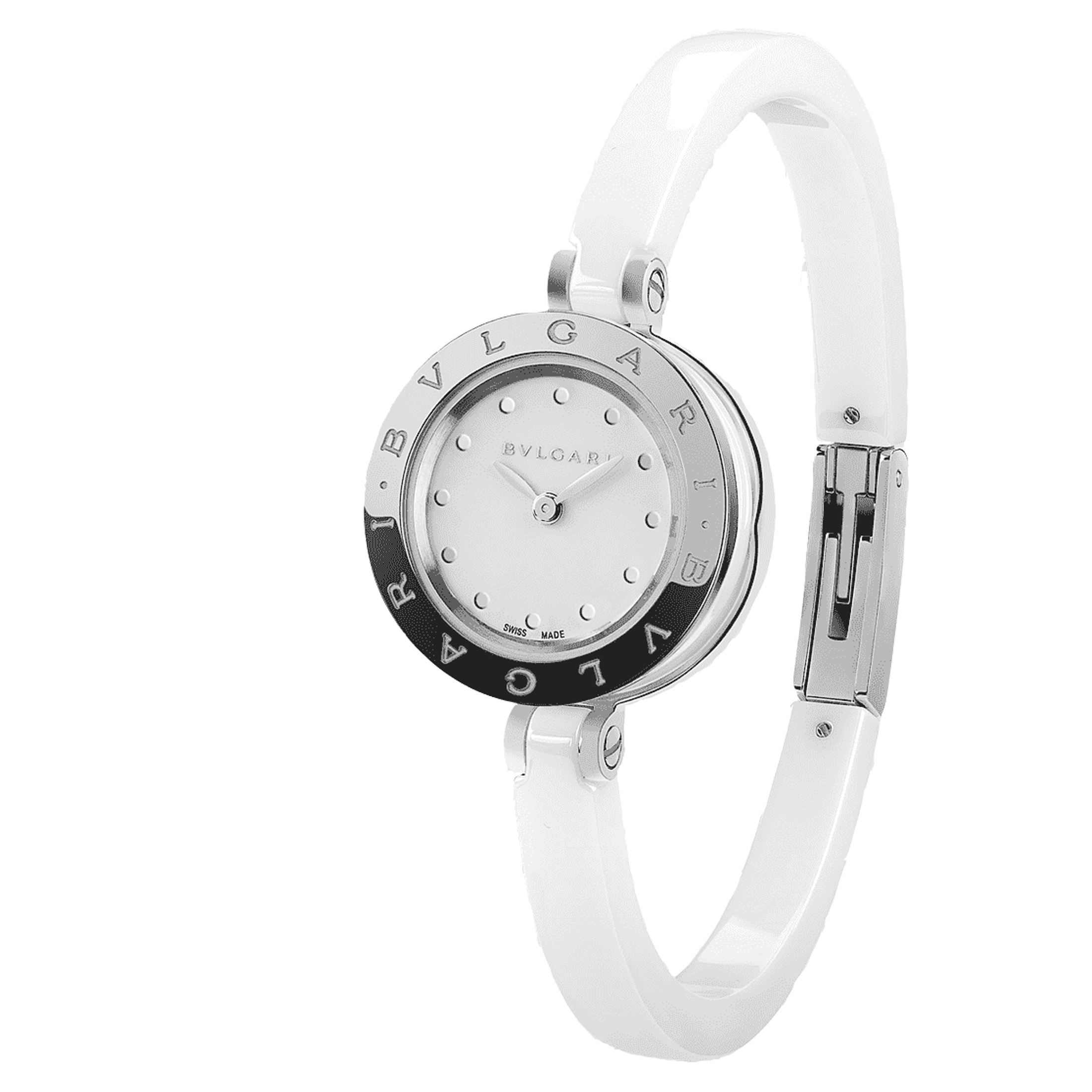 Bulgari B.Zero1 quartz watch white dial white leather strap 23 mm 102178