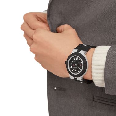 Bulgari Bvlgari Aluminium automatic watch black dial black rubber strap 40 mm 103445