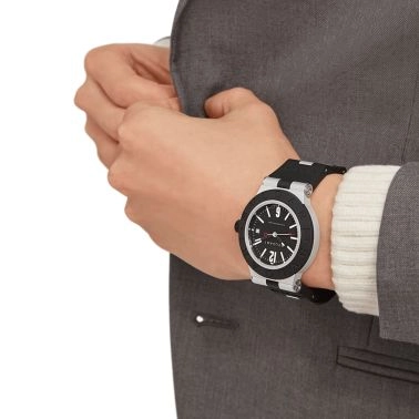 Montre Bulgari Bvlgari Aluminium automatique cadran noir bracelet caoutchouc noir 40 mm 103445