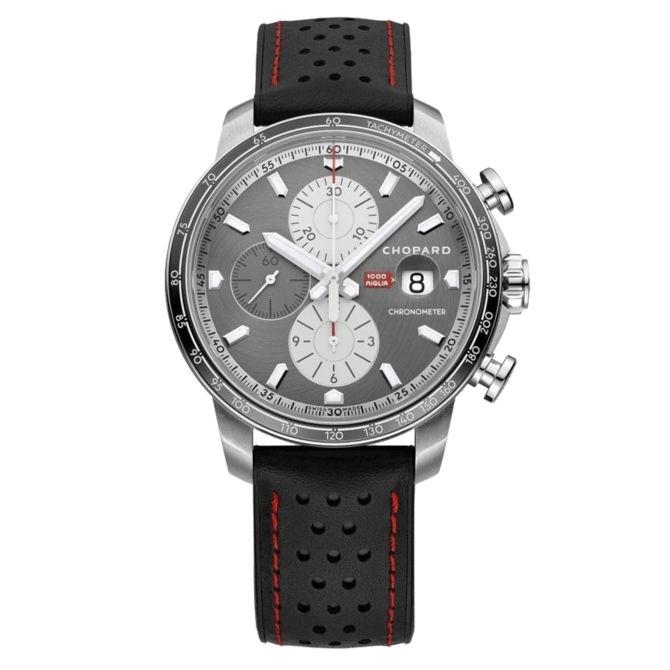 Montre Chopard Mille Miglia Chronographe Race Edition automatique cadran gris bracelet caoutchouc noir 44 mm 168571-3009