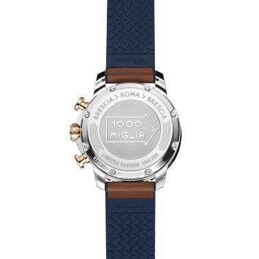 Montre Chopard Mille Miglia Chronographe Race Edition Or Rose automatique cadran gris bracelet cuir marron 44 mm 168571-6004