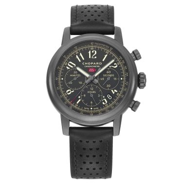 Montre Chopard Mille Miglia Race Edition Chronographe automatique cadran noir bracelet cuir noir 42 mm 168589-3028