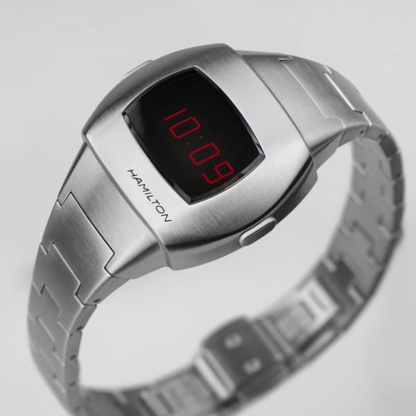 Montre Hamilton PSR 74 Digital quartz acier affichage LCD et Oled rouge