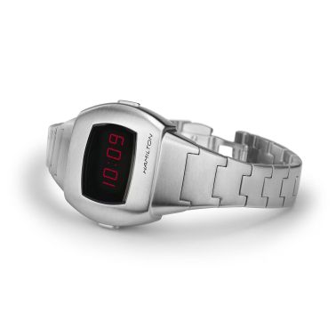 Montre Hamilton PSR 74 Digital quartz acier affichage LCD et Oled rouge