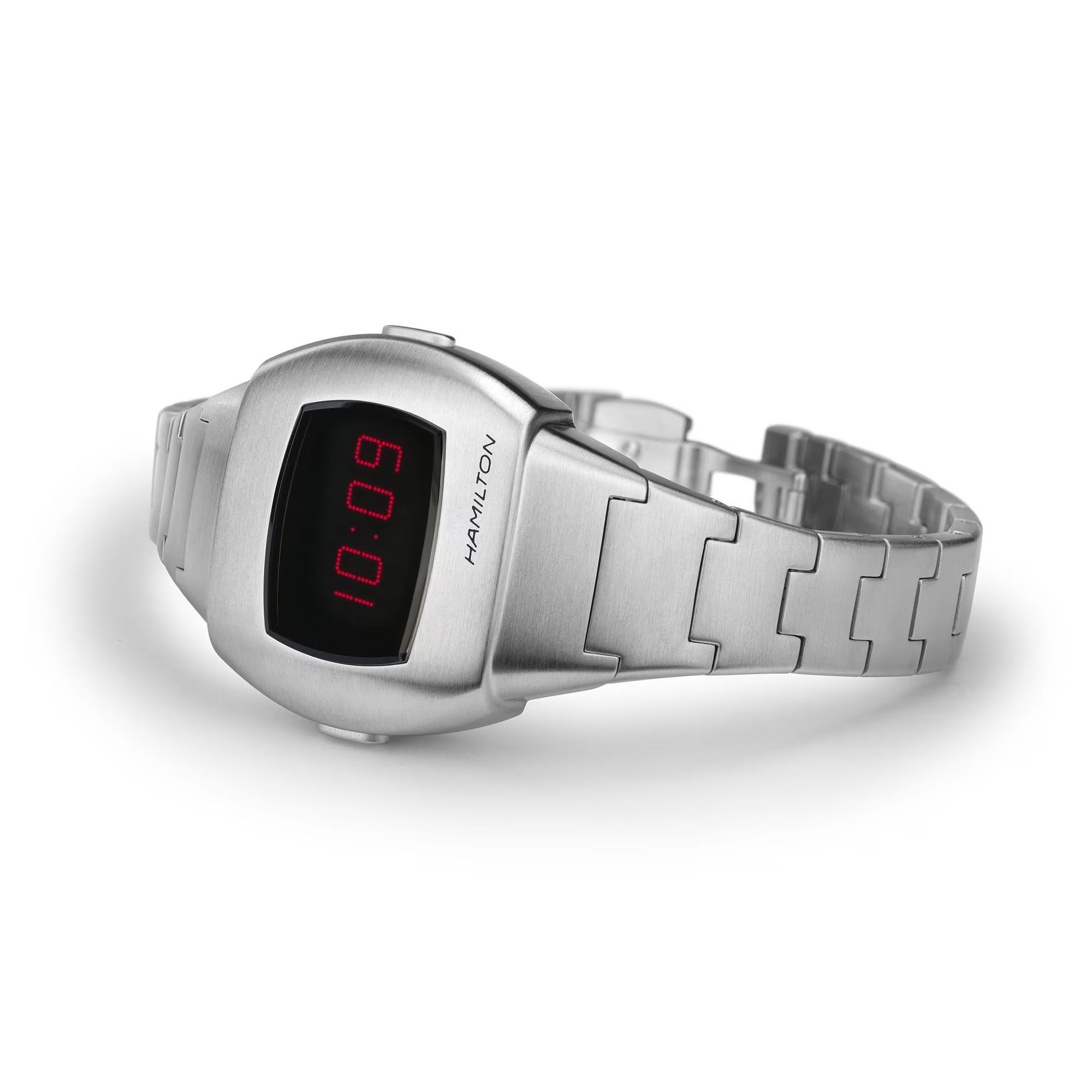 Montre Hamilton PSR 74 Digital quartz acier affichage LCD et Oled rouge